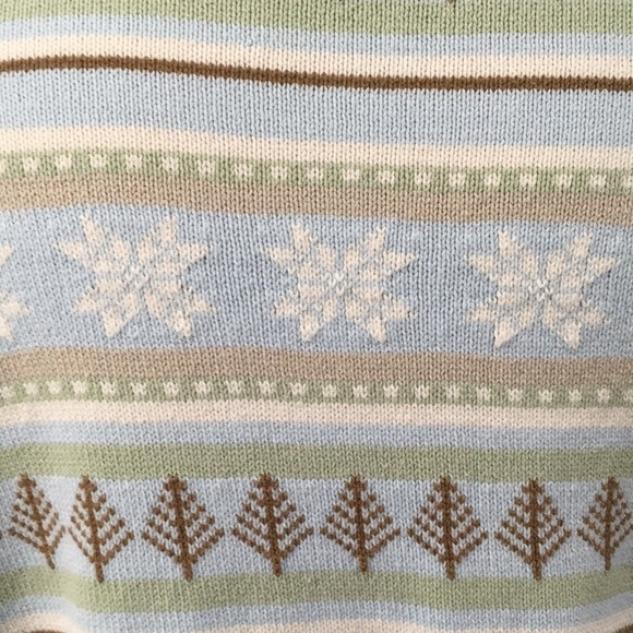 CHEROKEE Winter Snow Holiday Zip Sweater 14W/16W Plus Size Light Blue - Picture 7 of 8